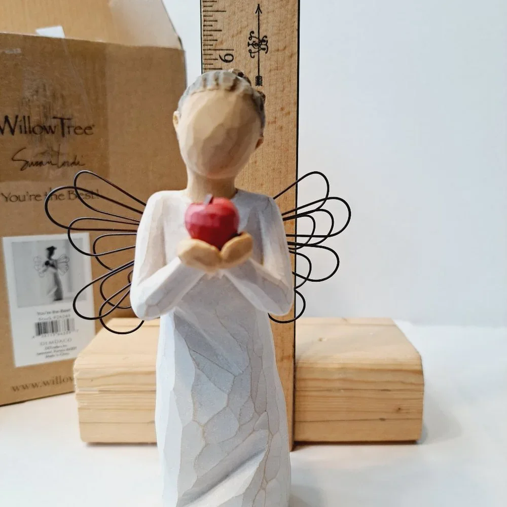 Willow Tree You're the Best Angel Figurine with Apple Box included Teacher Gift - Picture 10 of 13